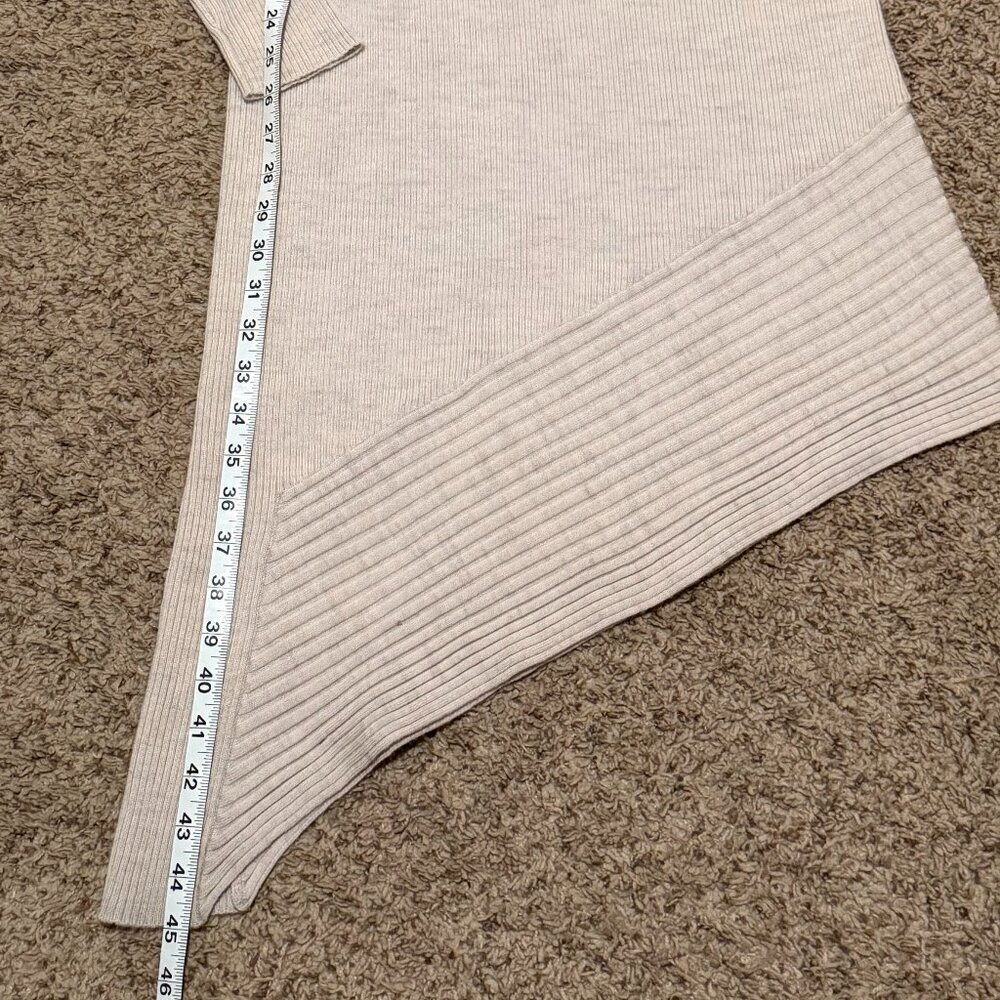 AllSaints Keld Ribbed Merino Wool Asymmetrical Sweater Dress Cream L - Picture 10 of 12